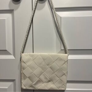 Vintage Mali Rome/Lake Forest Evening Bag Shoulder Purse Off White Ribbon